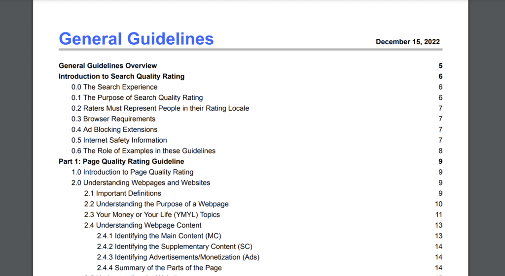 Googleの検索品質評価ガイドライン、General-Guidelines